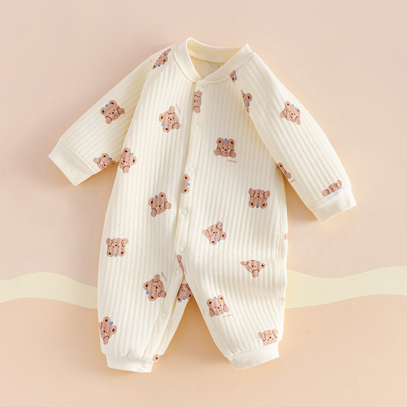 Ropa de bebé Otoño e Invierno recién nacido mono hombres y mujeres bebé cálido acolchado mameluco pijamas sin hueso Clase a