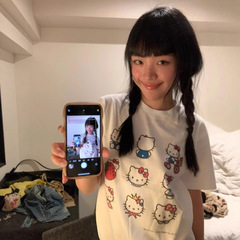 日本の新しい夏のハローキティプリント半袖Tシャツトップス純綿半袖Tシャツ女性用