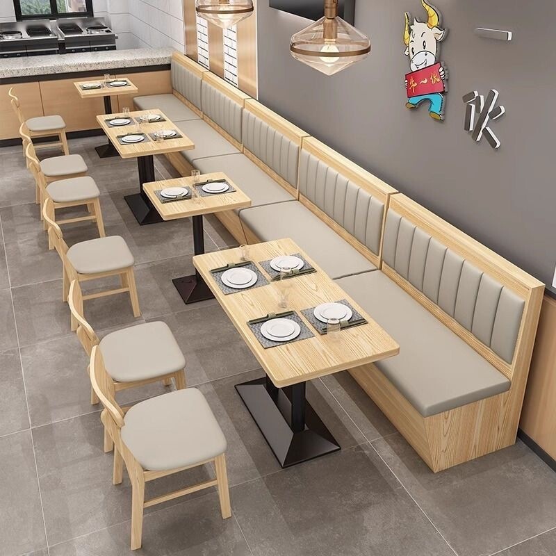 Commercial Dining Booth Sofa Table and Chair Set for Milk Tea Restaurants and Fast Food Stores, Wall-Mounted Soft-Covered Booth Dining Table and Chair Set Commercial Dining Booth Sofa Table and Chair Set for Milk Tea Restaurants and Fast Food Stores, Wall-Mounted Soft-Covered Booth Dining Table and Chair Set