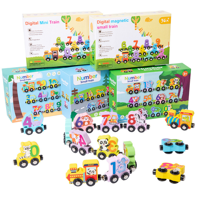 Juguetes magnéticos infantiles cognitivos magnéticos pequeños trenes digitales de empalme de bloques de construcción tesoro de educación temprana órbita inteligente bebé