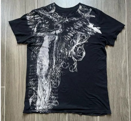 Affliction Angels T-shirt Black Lava Wash