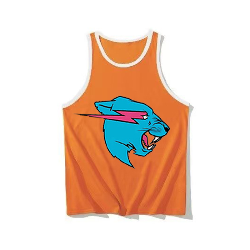 Mr Beast Lightning Cat中大童無袖背心卡通圖案印花ebay一件代發