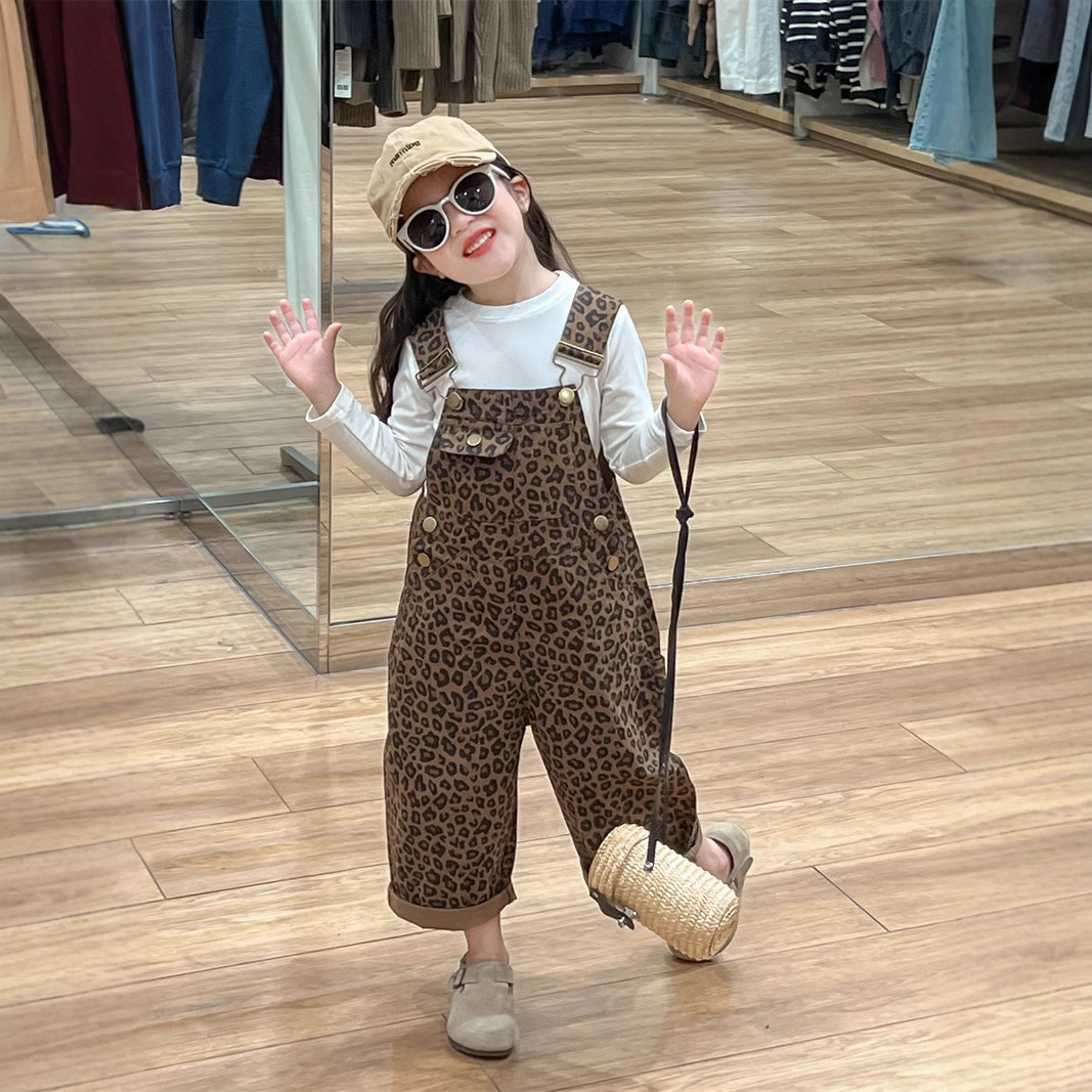 콘도 바지 어린이 바지 중립 봄 가을 복고풍 모양의 소년과 소녀 레오파드 무늬