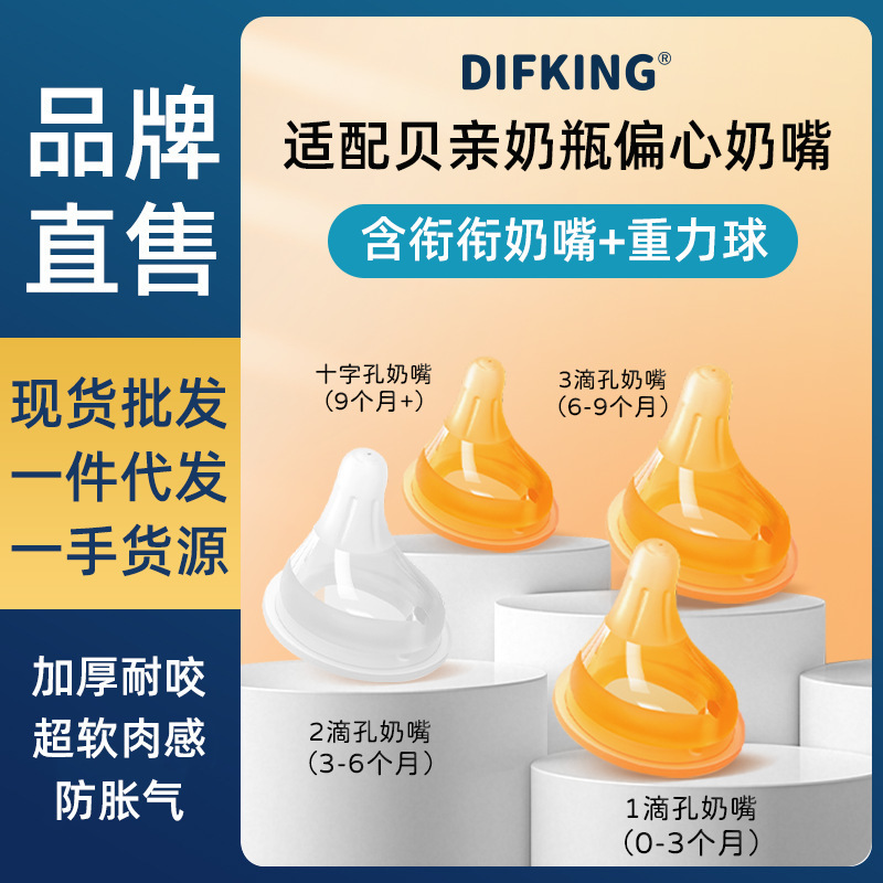 Eccentric Nipple Compatible with Pigeon Simulated Breast Milk Silicone Anti-Colic Wide-Neck Bottle Accessories Universal Gravity Ball