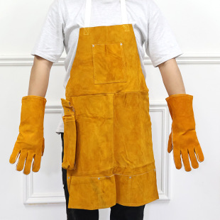 Welder's Apron Cowhide Welding Labor Protection Genuine Leather Wear-Resistant High-Temperature Resistant Heat Insulation Anti-Scalding Anti-Oil Anti-Spark