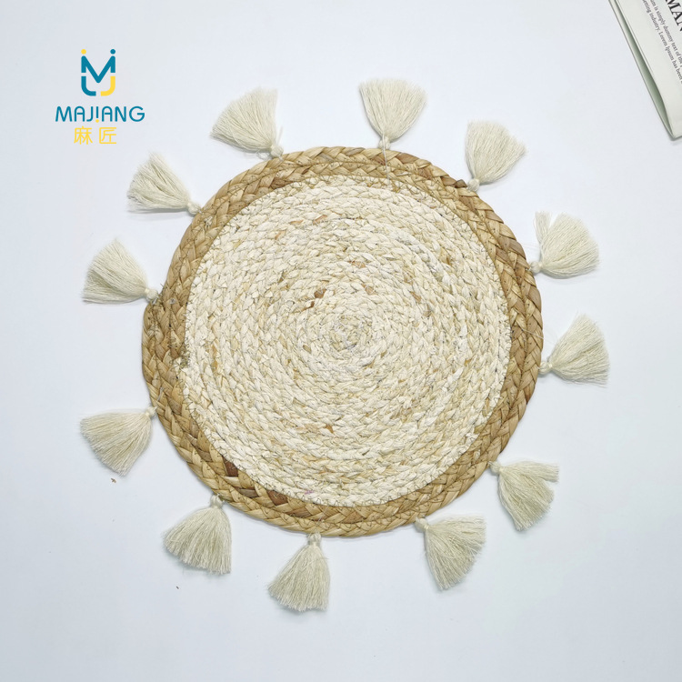 술이 달린 곡선 솔기 바늘 옥수수 껍질 38CM 약 95g