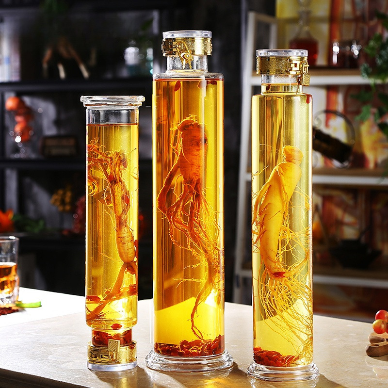 人参泡酒酒瓶药酒高硼硅1斤235密封小玻璃酒罐存装酒罐泡酒储酒罐