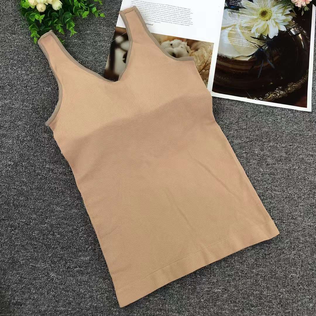 Nuevo chaleco elástico alto sin costuras con ropa interior de esponja camisola sexy ropa interior de mujer base anti-exposición