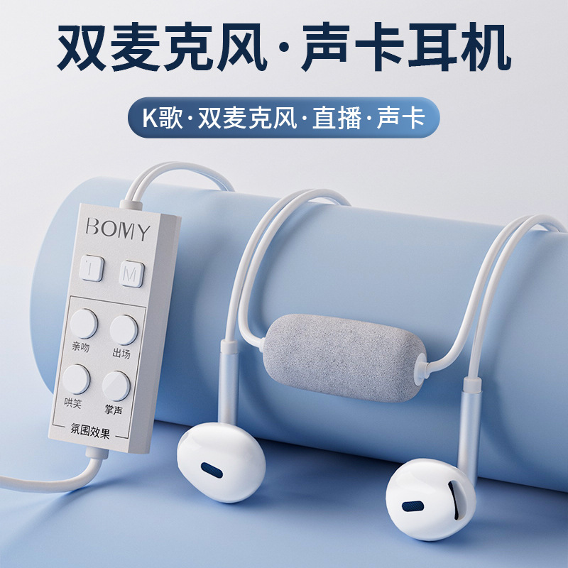 Streamer-Specific Sk11 Sound Card Karaoke Live Streaming Headphones Wired High-Quality Sound Singing Recording Real-Time Ear-Monitoring Anti-Pop Microphone