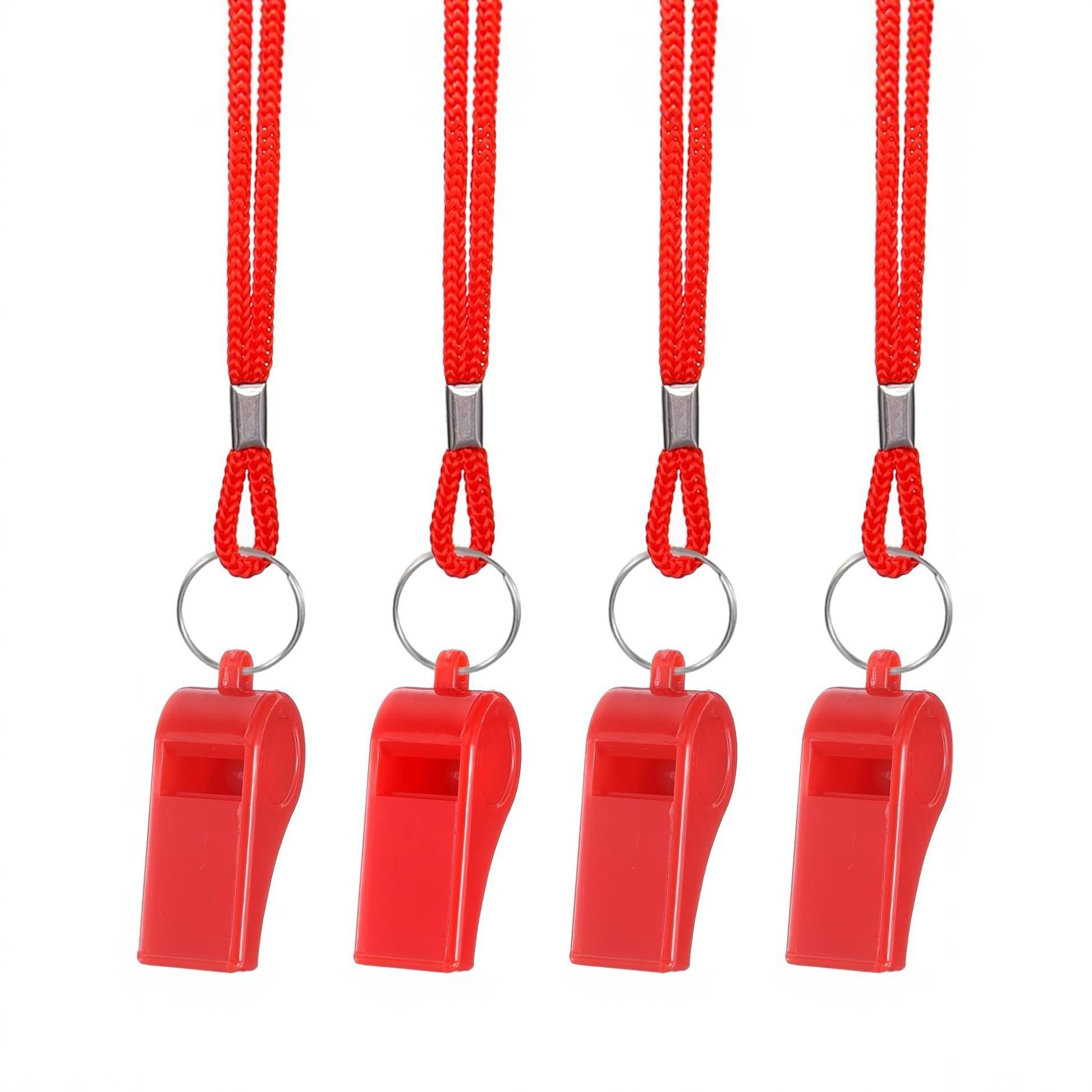 ABS plastic whistle for referees and sports training, red lanyard version, outdoor survival whistle