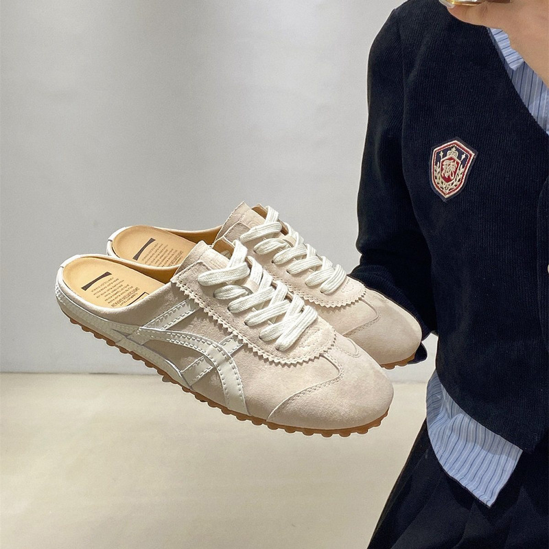 In Stock~ Genuine Leather Casual Tiger-Style Sneakers, Thick-Soled Gump-Style Training Shoes, Women's Slip-On Mules, Half-Slippers for Women In Stock~ Genuine Leather Casual Tiger-Style Sneakers, Thick-Soled Gump-Style Training Shoes, Women's Slip-On Mules, Half-Slippers for Women
