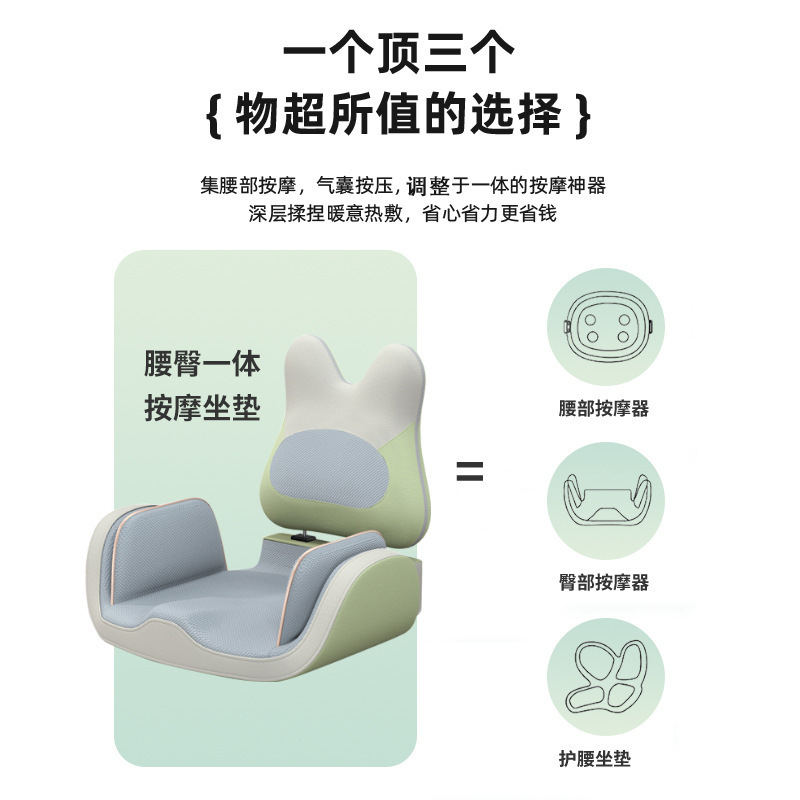 車載多機能人間工学に基づいたマッサージ器、腰・背中・臀部用温熱マッサージ器、オフィス用腰痛対策クッション|undefined