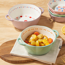 BN4E批發高顏值花邊水果沙拉碗個人專用陶瓷烤碗蒸蛋碗家用