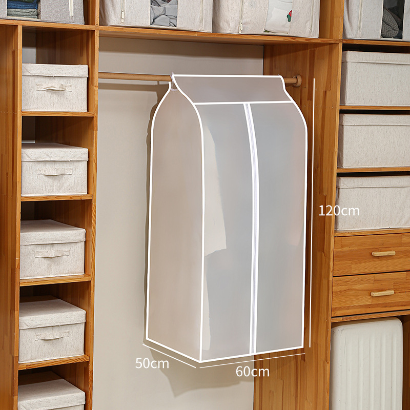 Ropa cubierta de polvo transparente impermeable abrigo traje ropa colgante bolsa armario colgando ropa tridimensional bolsa de polvo al por mayor