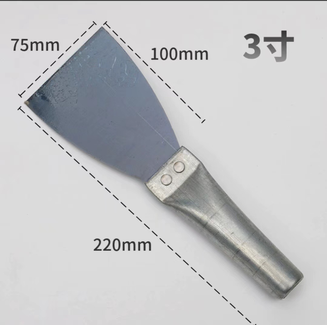 Fábrica al por mayor cuchillo de masilla mango de plástico pala de limpieza mango de madera espejo espátula de pintura cuchillo de masilla de acero inoxidable