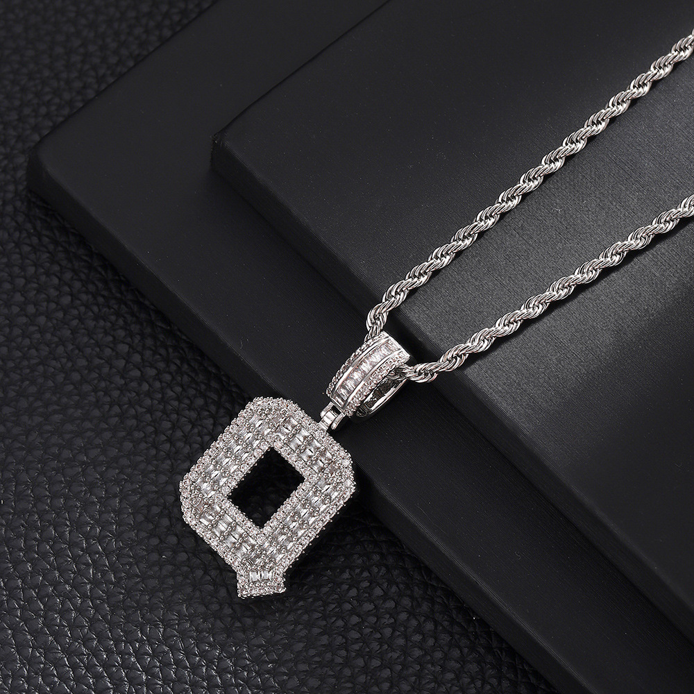 Hip-Hop Vintage Style Letter 304 Stainless Steel Copper Men's Pendant Necklace J 20Inch Hemp Flowers Chain Silver display picture 19