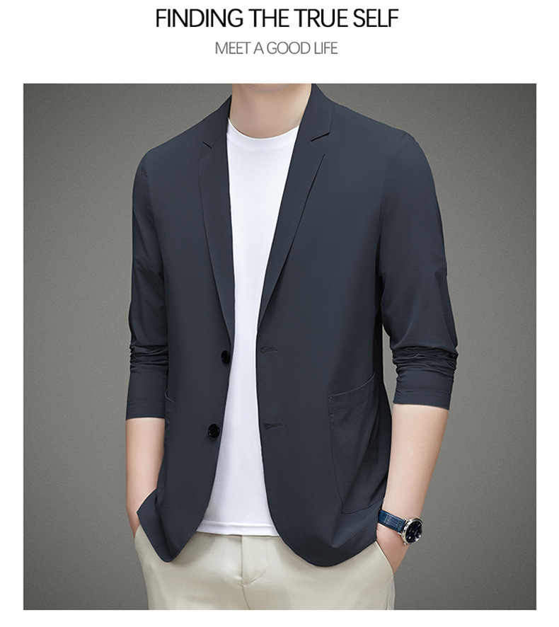 男士单西服春夏季轻薄款冰丝防晒衣高级感商务新款休闲小西装外套详情32