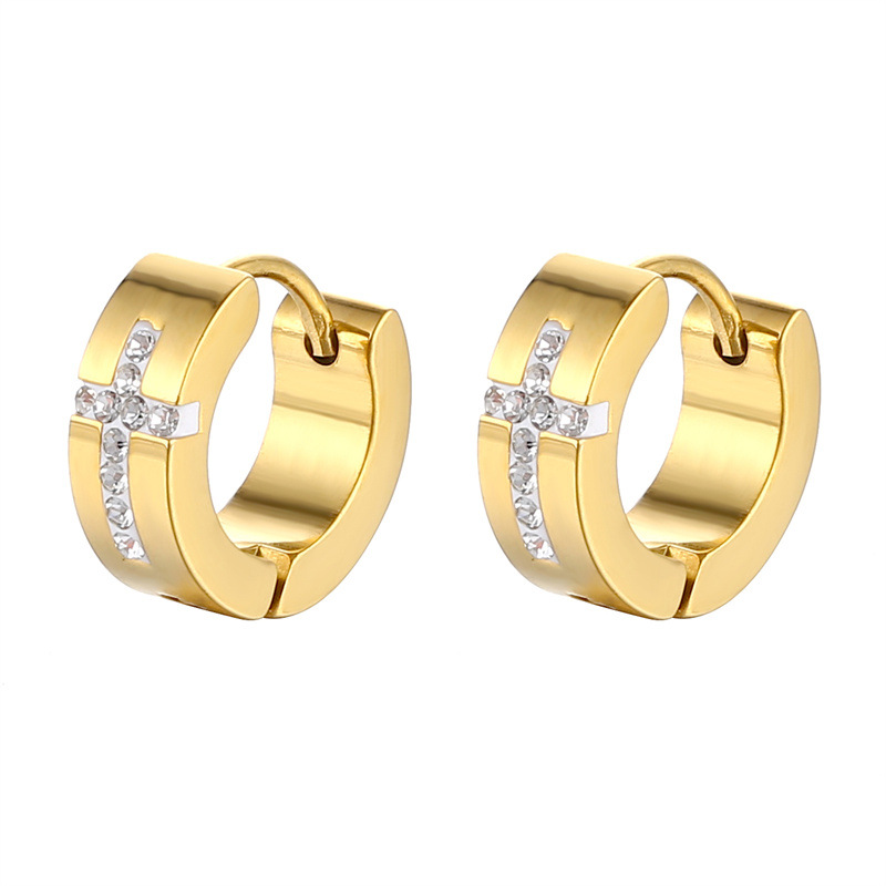 Plating Design 1 Piece Vintage Style Geometric Plating Titanium Steel Hoop Earrings
