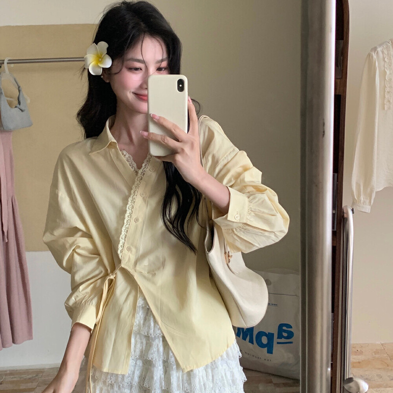 Dongdaemun Shirt French Lace-Trimmed Blouse New Style Women's Korean Design Niche Beautiful Blouse Loose Clothing