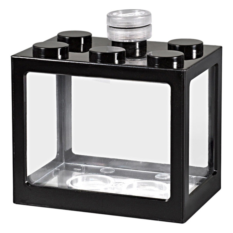 Pequeños bloques de construcción de tanques de peces Douyu caja miniatura visualización ecológica cilindro de PVC caja de orugas de bolas de algas caja creativa mini tanque de peces pequeños