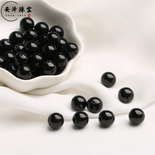 Anze Jewelry Baijia Xing Beads Natural Black Agate Loose Beads Semi-finished Chain DIY Jewelry Accessories Wholesale