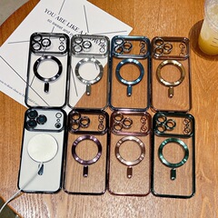 适用苹果17PROMAX电镀磁吸手机壳iPhone17透明简约CD纹防摔保护套