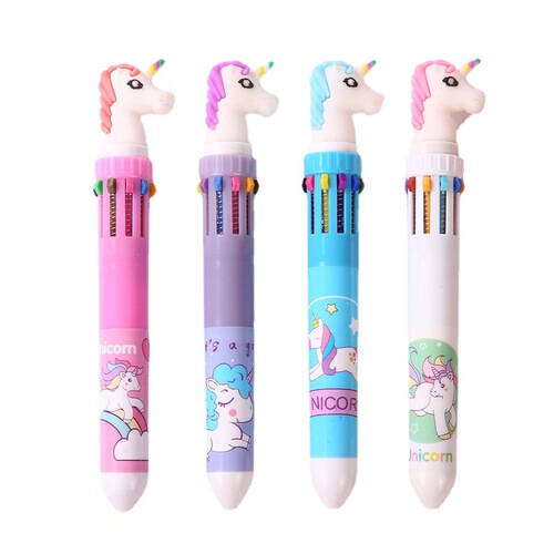 Cartoon ten-color ballpoint pen multi-functional creative color press oil pen girl heart account pen student stationery wholesale