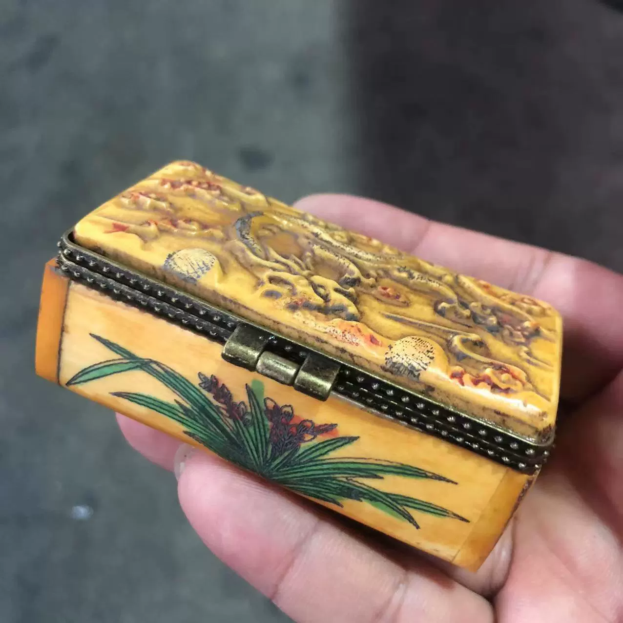 Antique brass painted stone inlay, storage system