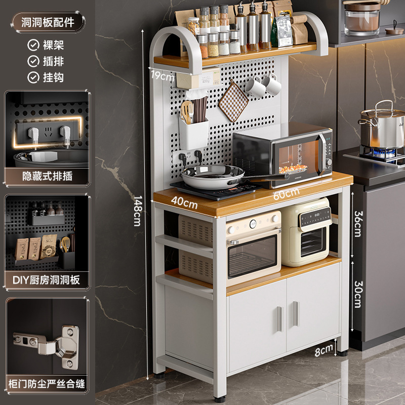 Nuevo estante de cocina multifuncional agujero placa agujero contra la pared mesa de trabajo horno de microondas utensilios estante de almacenamiento gabinete de comedor