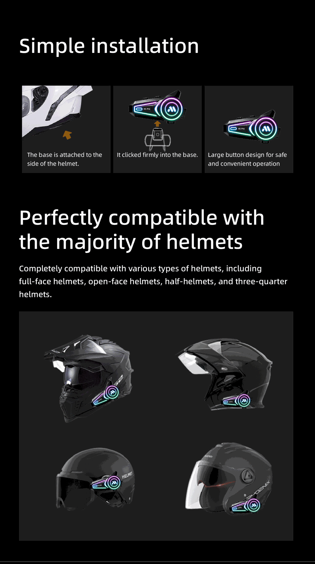 Waterproof motorcycle helmet bluetooth intercom headset