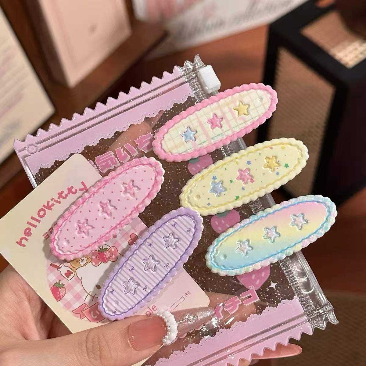 DT7154 별 모양 레이스 타원 클립