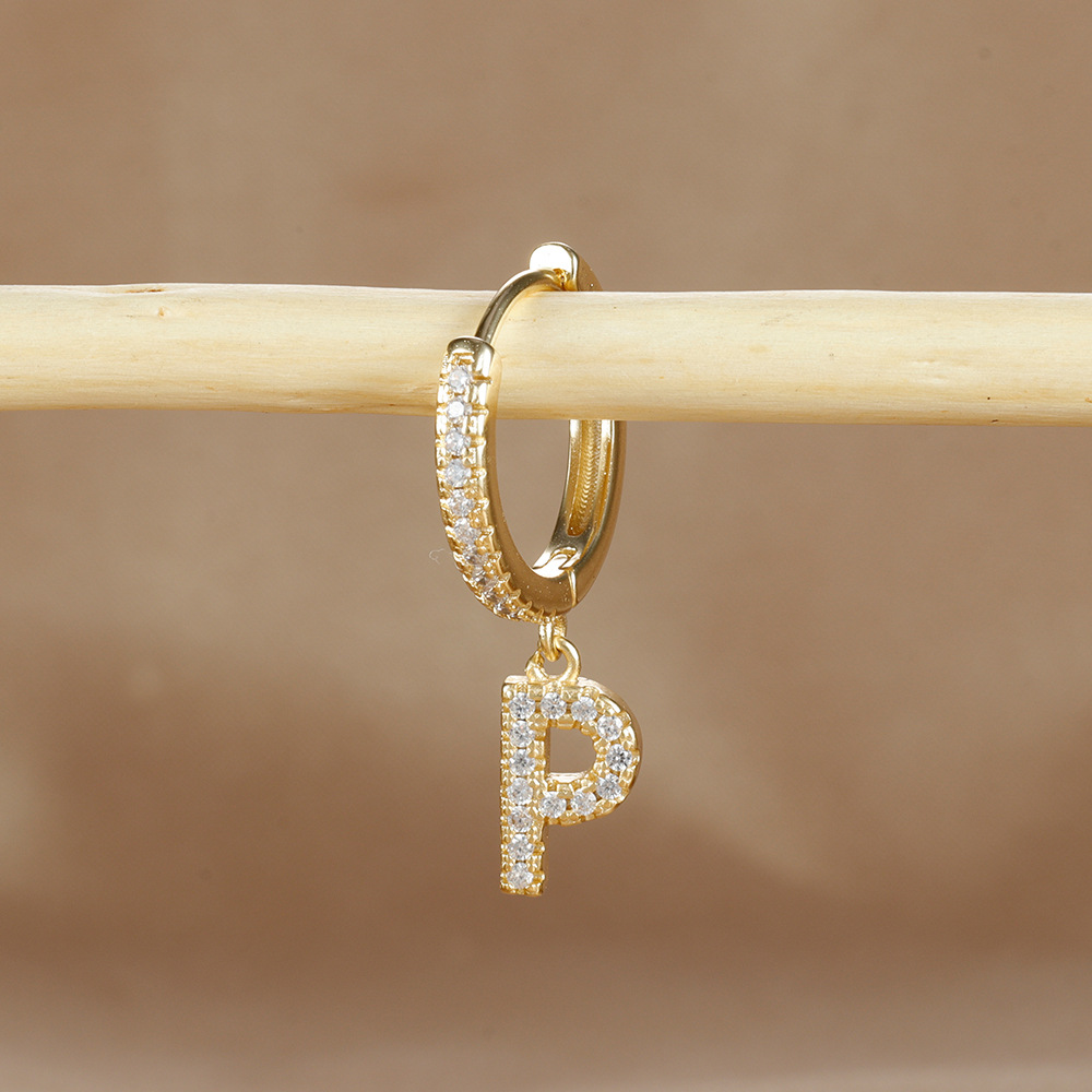 6g Weight Copper Ear Needle Material Zircon Inlay Material Charm Sleeper Hoop Earrings, Drop Earrings Classification 1 Piece Quantity Daily Occasion Copper Material Letter Pattern Unisex Gender Plating Design Casual Style 1 Piece Casual Letter Plating Copper Zircon Drop Earrings 36