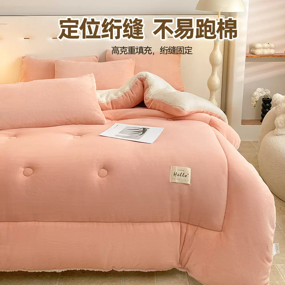 定制纯色被褥牛奶绒被子冬被冬季加厚保暖棉被学生宿舍单人被芯