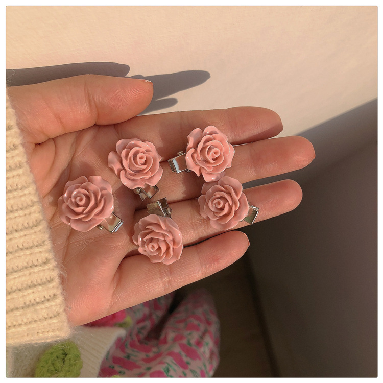 Fashion Sweet Pink Barrettes Girl Bow Peach Camellia Heart Shaped Hairpin Accessories display picture 4