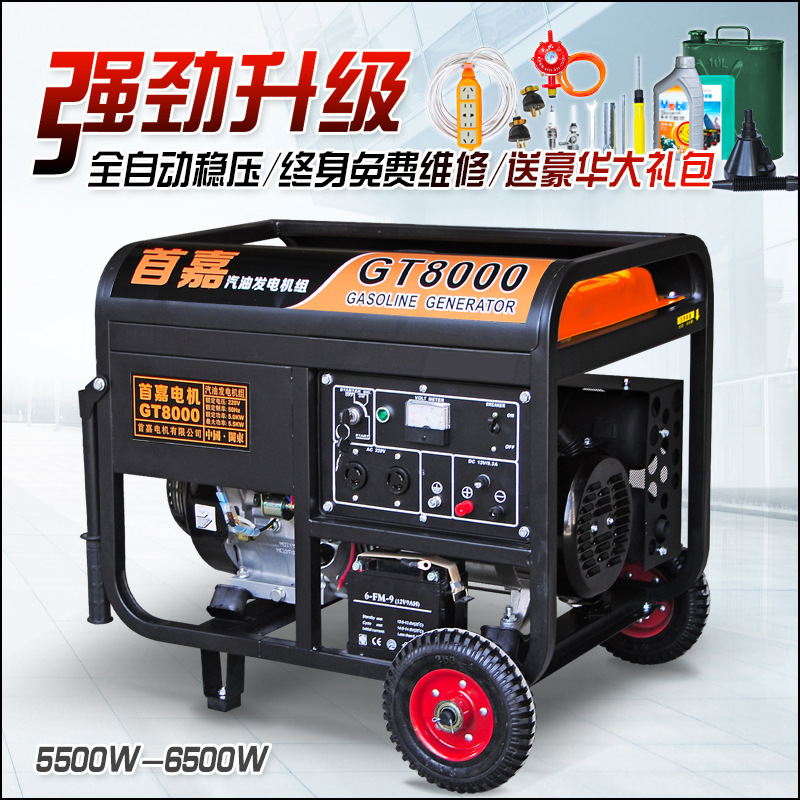 3千瓦小型汽油发电机单相220V/三相380v家用5kw变频8KW/10k垒德株