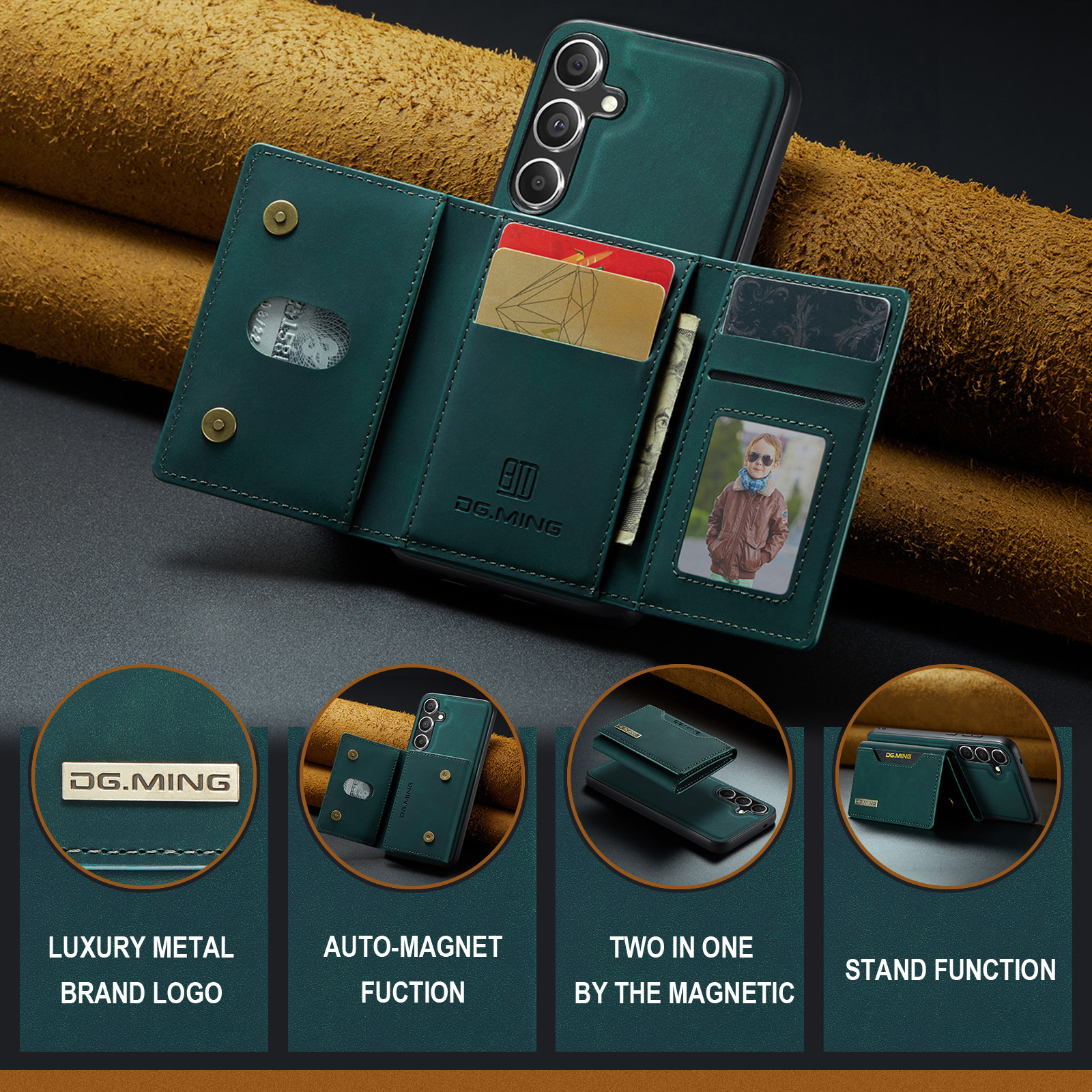 M2 per Samsung S24 custodia protettiva magnetica a tre ante S24 Plus custodia per telefono portafoglio diviso due in uno_voghion.com