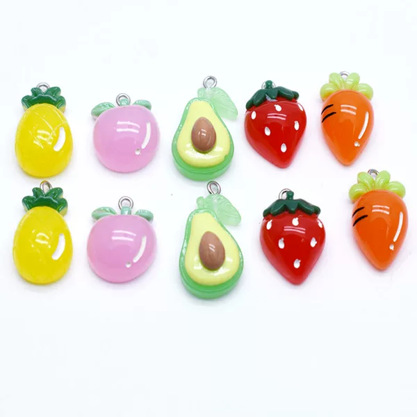 Cute Cartoon Food Toys Mini Fruit Pendants DIY Hair Clips Necklaces Earrings Keychains Resin Accessories Wholesale