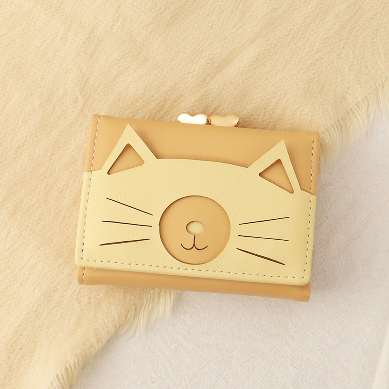 Nuevo bolso de tarjeta de estilo coreano japonés 30% de descuento para mujer billetera de estudiante bolso de clip corto monedero de gato multifuncional