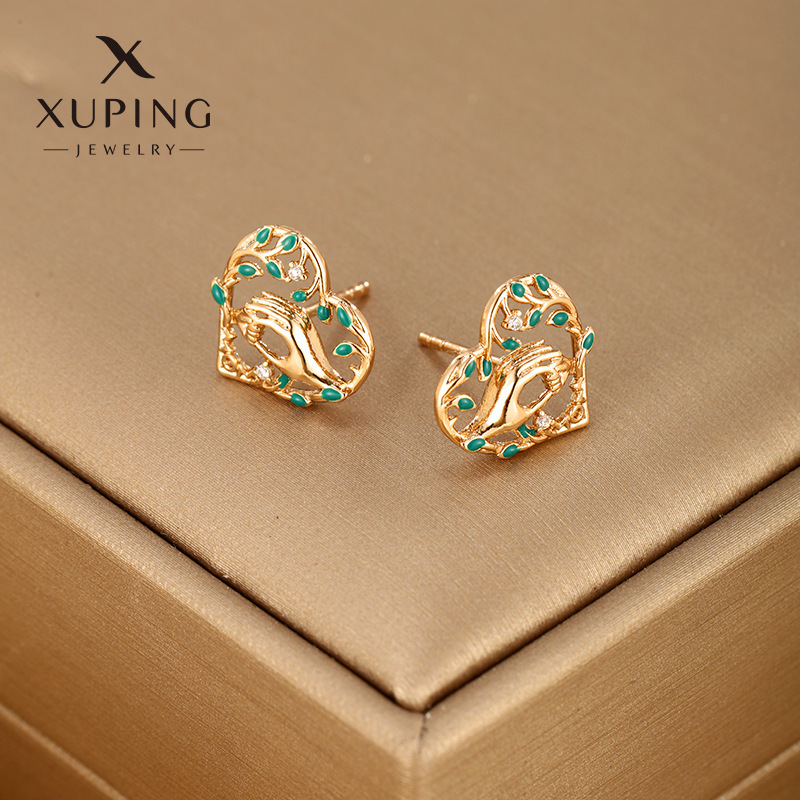Xupe joyería 2023 Nuevo 18K chapado en oro pendientes en forma de corazón de alto grado pendientes en forma de corazón regalo del Día DE LA Madre