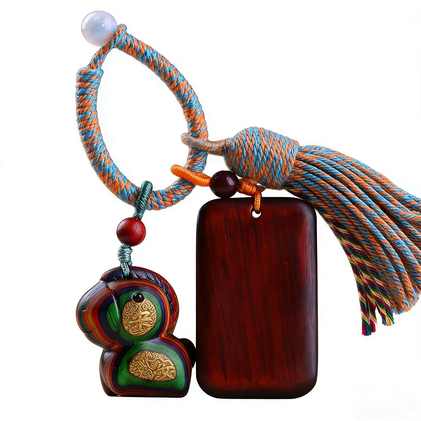 Trendy Creative Painted Car Keychain Rainbow Wood Tang Horse DIY Colorful Rosewood Pendant Bag Accessory