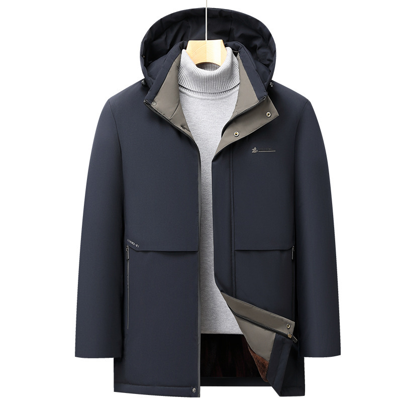 Winter Men's Thickened Warm Casual Hooded Cotton Jacket for Elderly Middle-Aged Men, Loose and Windproof Winter Men's Thickened Warm Casual Hooded Cotton Jacket for Elderly Middle-Aged Men, Loose and Windproof