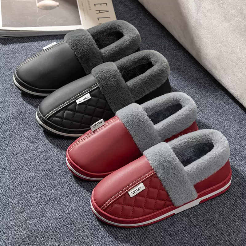 中老年人棉拖鞋女款秋冬季2024新款室内保暖加绒棉鞋女士包跟大码