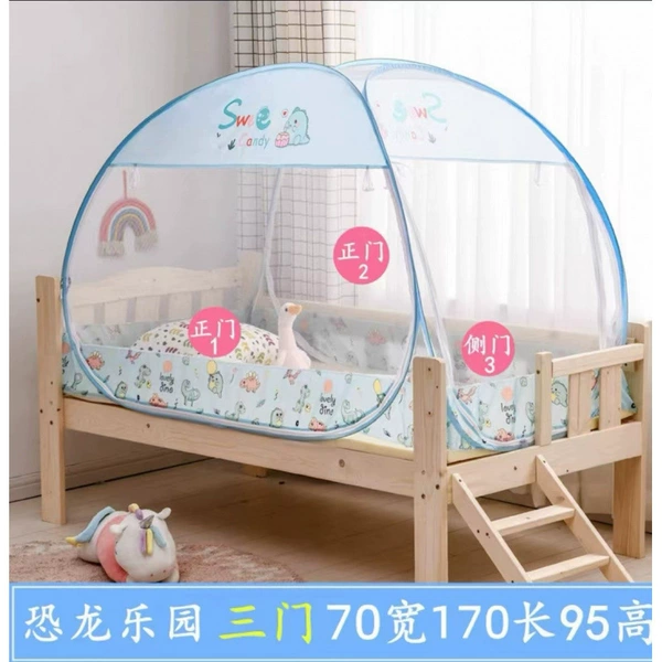 70 width, 170 length, 95 height [three doors] dinosaur style blue