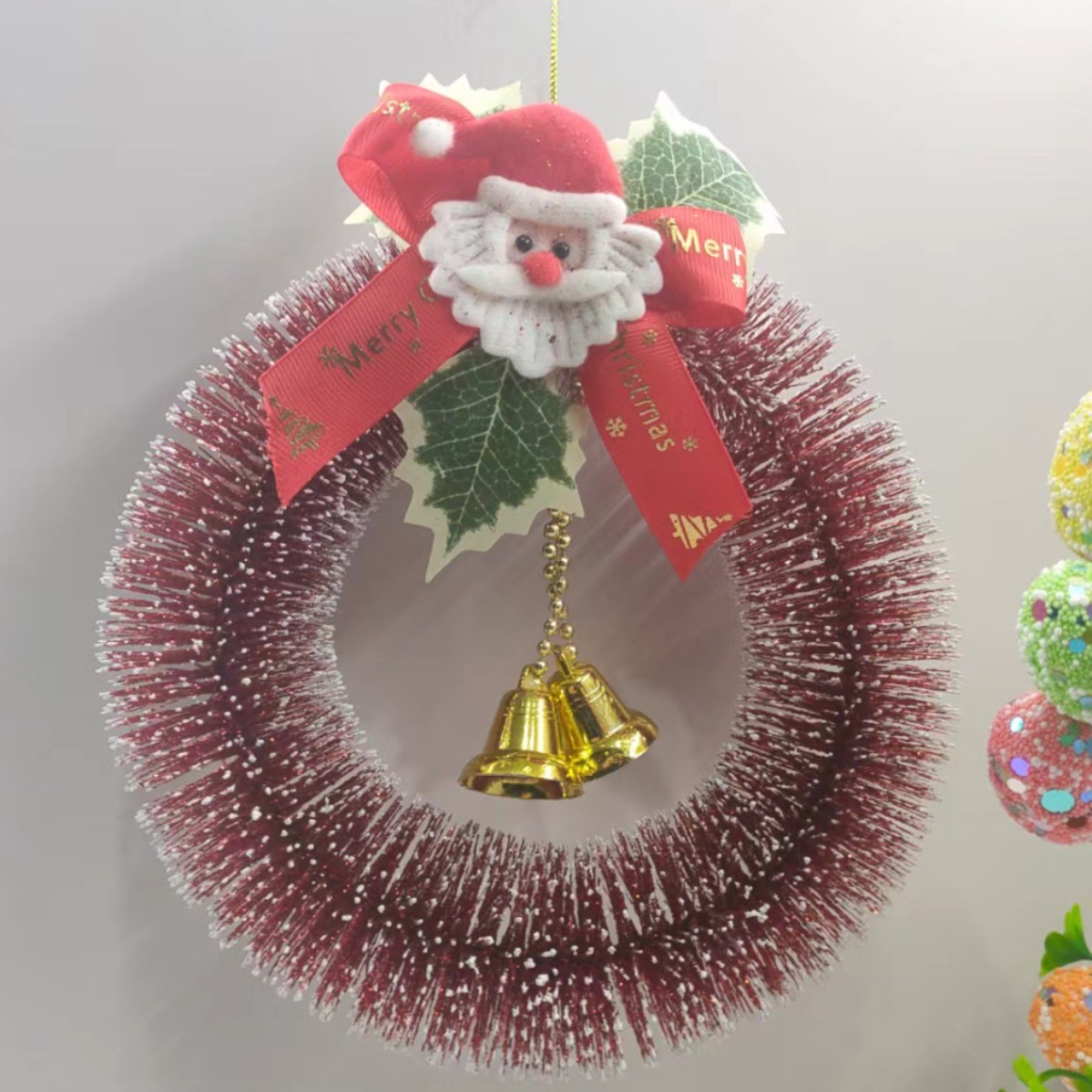 Cross-border New Christmas Decorative Wreaths Mini Sisal Silk…