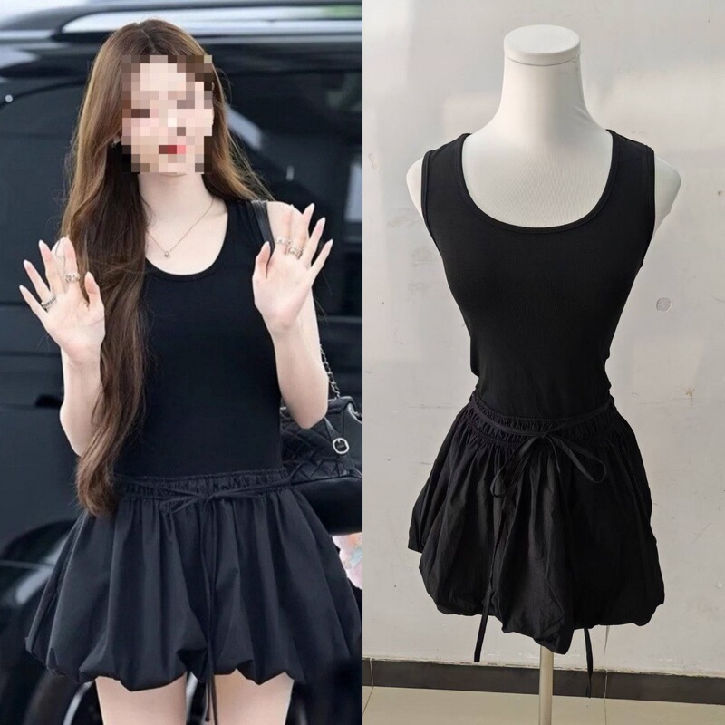 Long-Term In-Stock 2025 Summer Tanaka Aino Celebrity Style Camisole Dress, Floral Short Skirt, Little Black Dress for Women