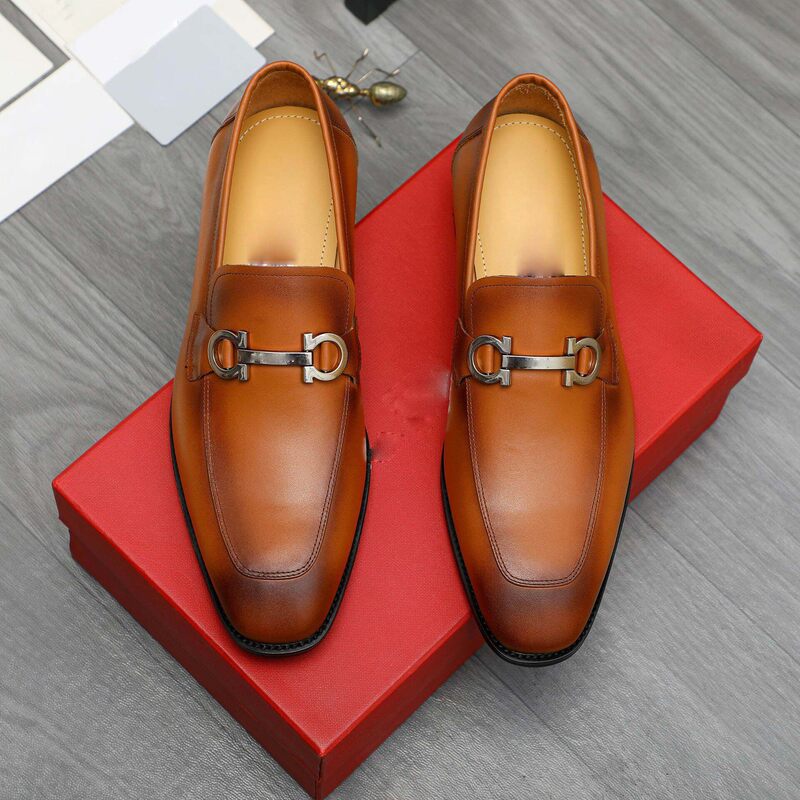 2025 High-Quality New British Style Slip-On Loafers with Horsebit Buckle, Formal Business Leather Shoes, Genuine Leather Derby Shoes, Wedding Shoes 2025 High-Quality New British Style Slip-On Loafers with Horsebit Buckle, Formal Business Leather Shoes, Genuine Leather Derby Shoes, Wedding Shoes