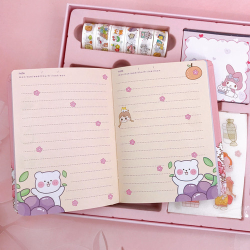 Cartoon Rabbit Handbook Set Combination Student Stationery Cute Girl Stickers Notepad Student Gift Prizes