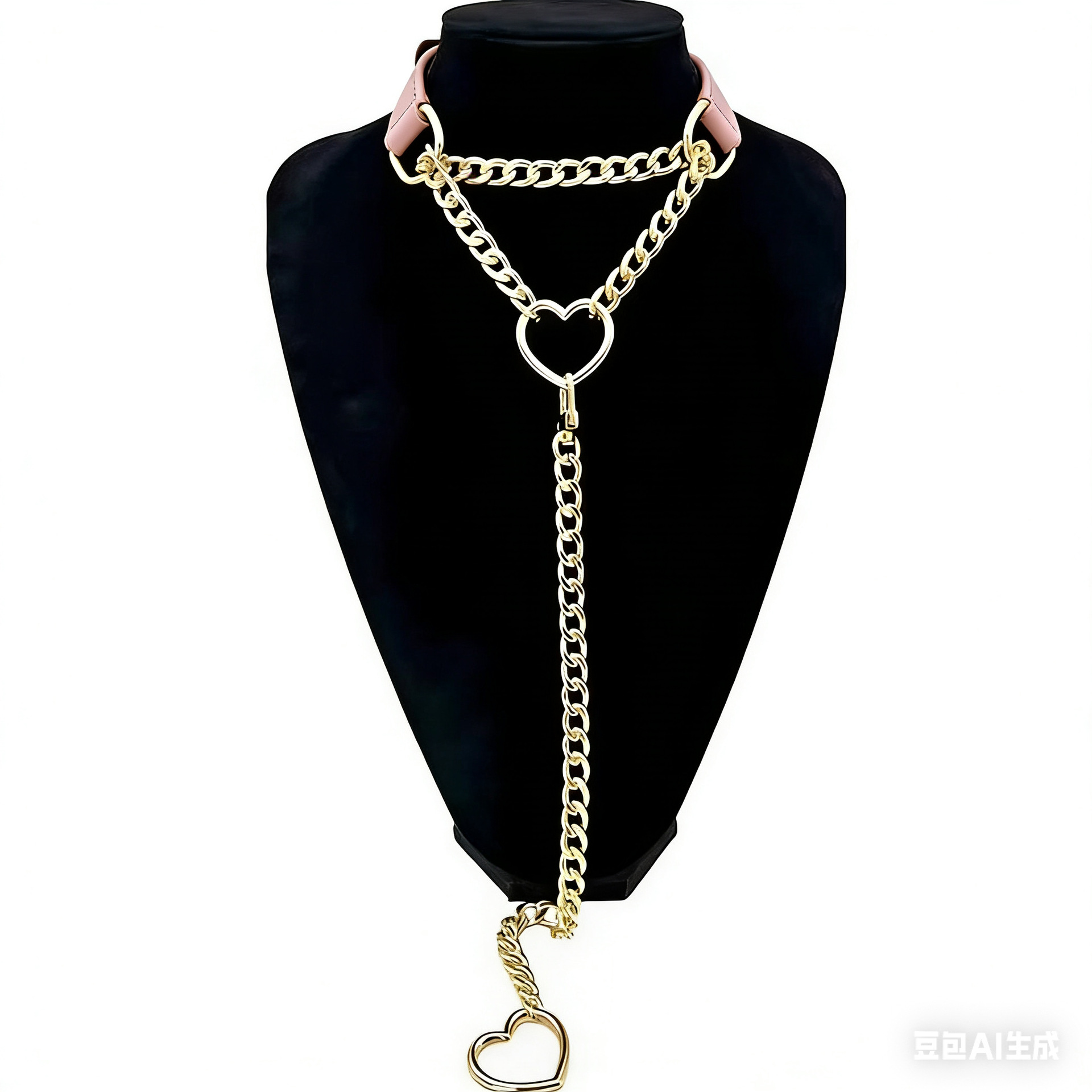 핑크 가죽 골드 체인