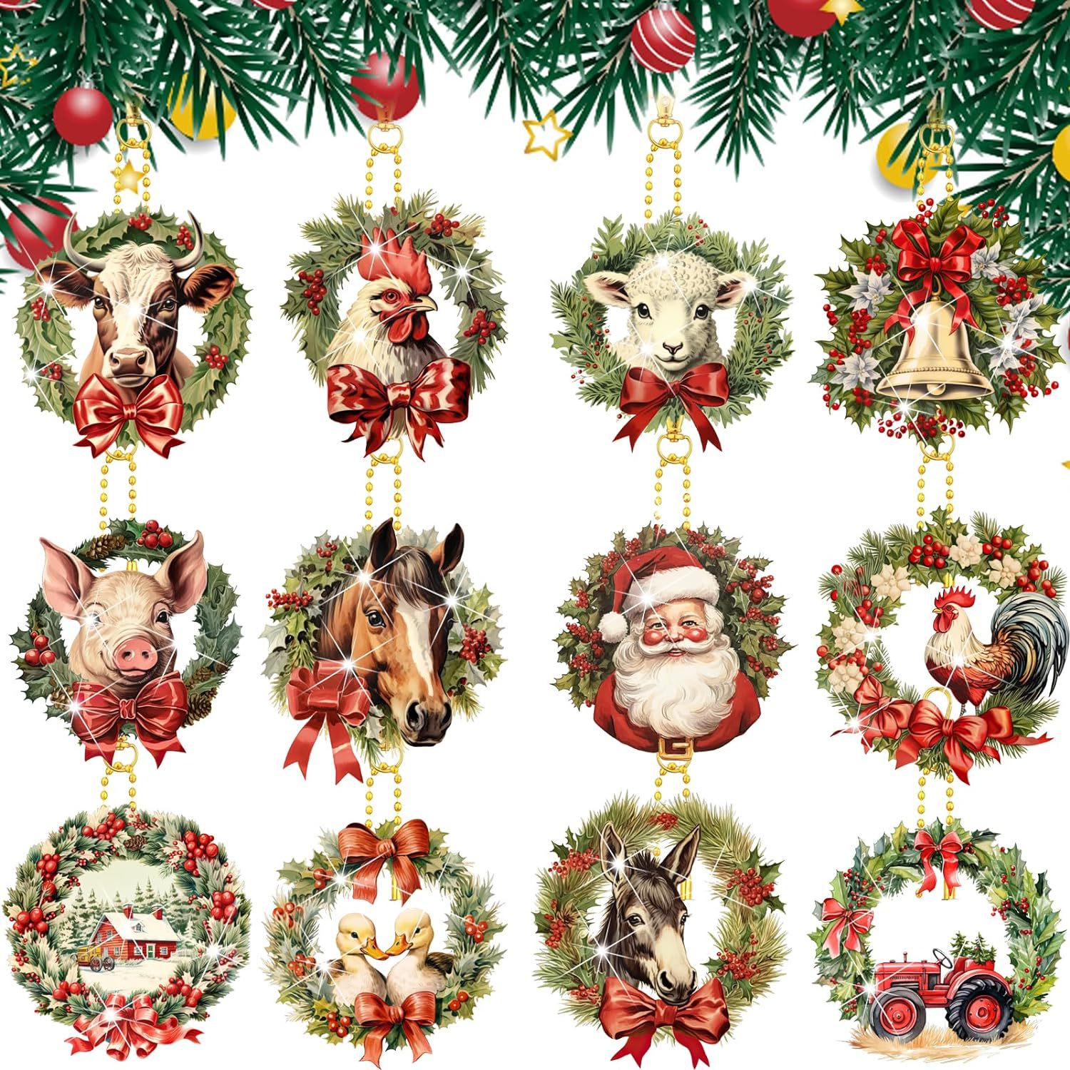 Pintura de Diamantes Navideña 2025, Pintura de Diamantes de Halloween, Llavero DIY Hecho a Mano, Fabricante de Origen Transfronterizo