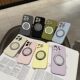 Suitable for Iphone16 Mobile Phone Case Liquid Silicone 360 ° Rotating Stand Magnetic Apple 15Pro Anti-Fall Soft Case